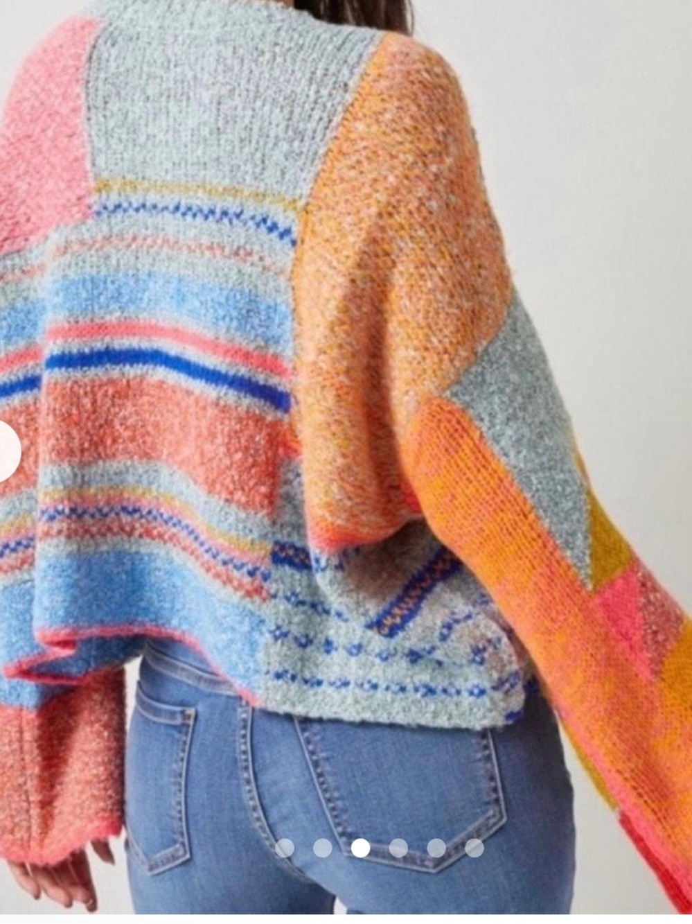 Sincerly Jules Multicolor Cropped Turtleneck Sweater - Pink, Blue & Yellow - Picture 3 of 8